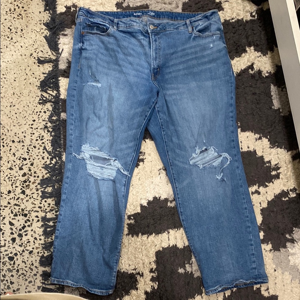 Old Navy Blue Relaxed Jeans with Distressed Details